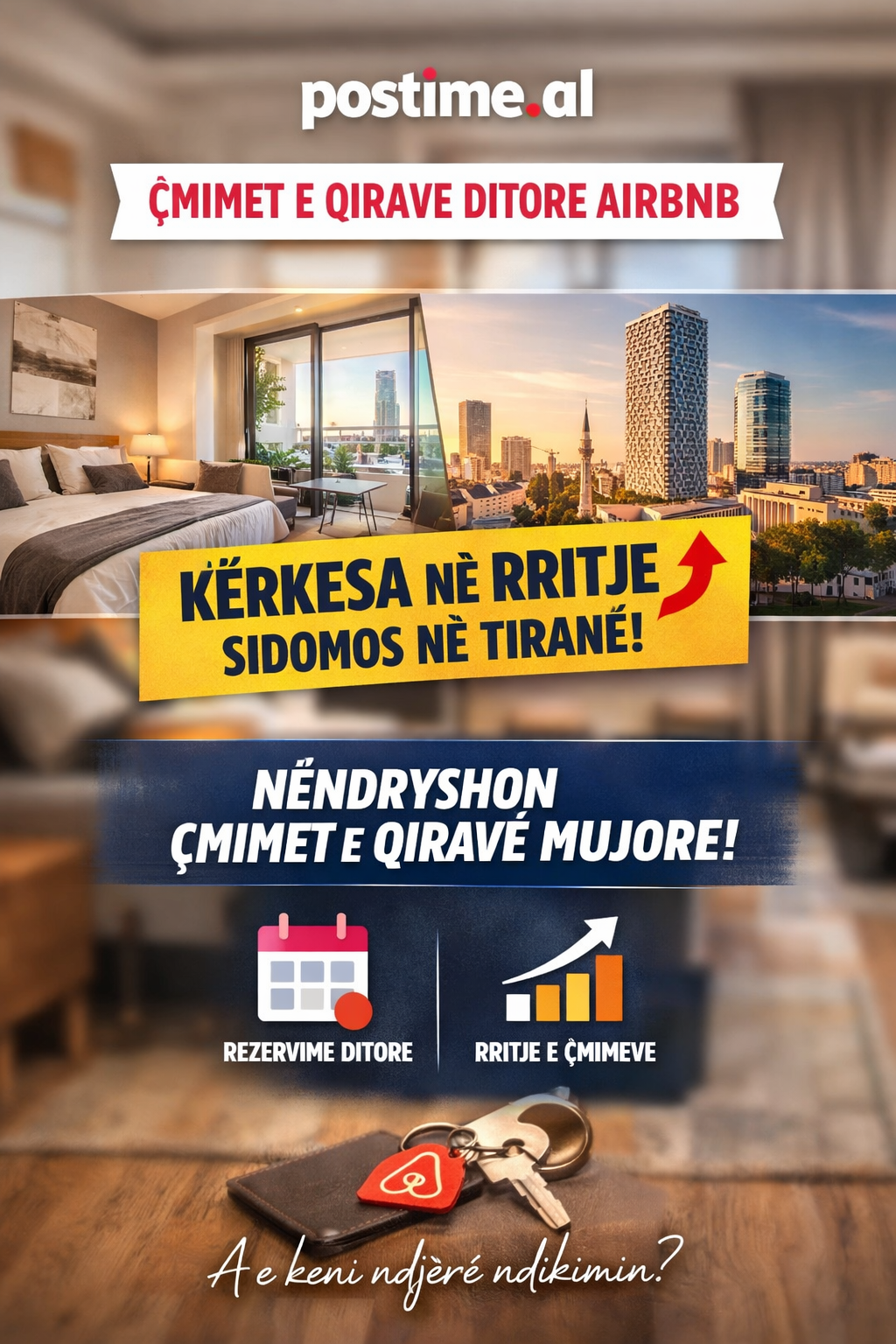 Rritja e qirave ditore në Airbnb po ndikon çmimet mujore në Tiranë