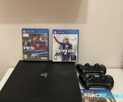 PS4 PRO + Fifa 23 me dy leva dhe disqe origjinale