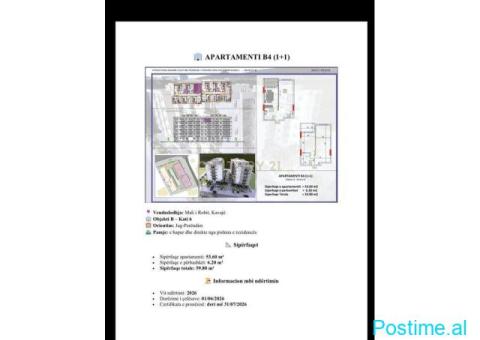 Apartament 1+1 Për Shitje në Mali i Robit. 88,500 - 3/5