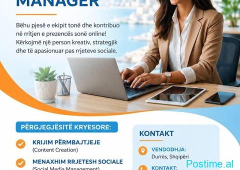 POZICION I LIRË PUNE "SOCIAL MEDIA MANAGER"