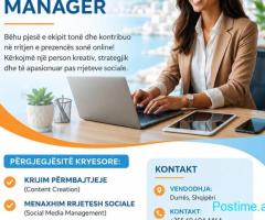 POZICION I LIRË PUNE "SOCIAL MEDIA MANAGER"