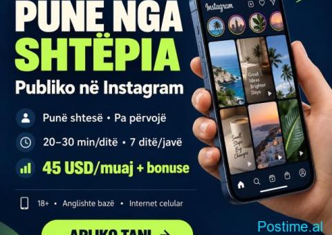 Publikues në Instagram – punë nga shtëpia