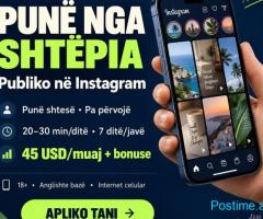 Publikues në Instagram – punë nga shtëpia