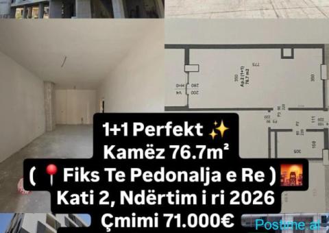 SHITET: 1+1 Perfekt ✨️ Kamëz 76.7m² ( 📍Fiks Te Pedonalja) - 1/8