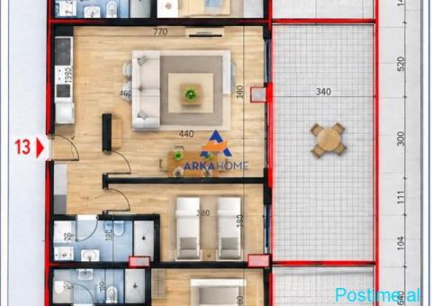 SHITET APARTAMENT 2+1+BALLKON 'LAKE KOTARJA GATE, PASKUQAN' - 2/4