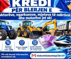 Kredi të disponueshme për blerjen e traktorëve, ngarkuesve,