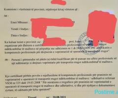 Licence Certifikate CKP per transport mallrash udhetaresh